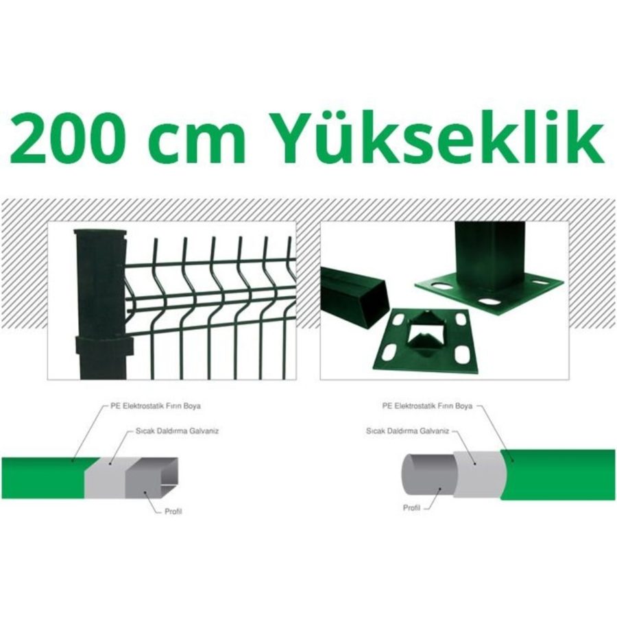 200cm Green 5cm X 5cm X 1cm Fence Profile Iron