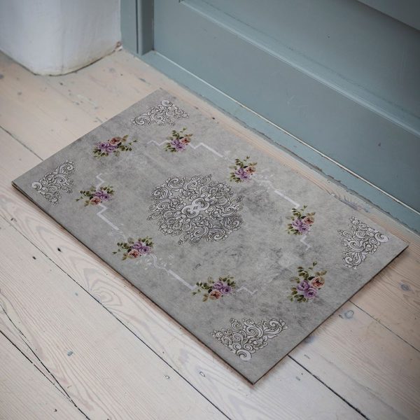 Rubber Door Mat with Floral Pattern