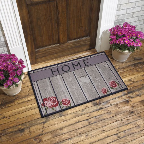 Home Written Wooden Looking Rubber Door Mat