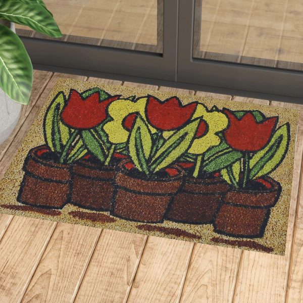 Flower Patterned Rubber Door Mat
