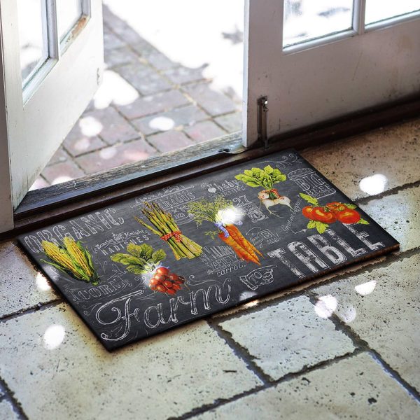 Vegetable Patterned Rubber Door Front and Kitchen Mat