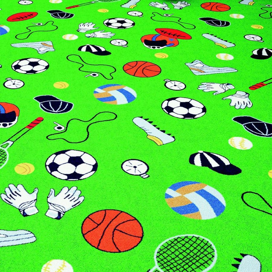 Confetti Sports Club 02 Green Children's Room Carpet