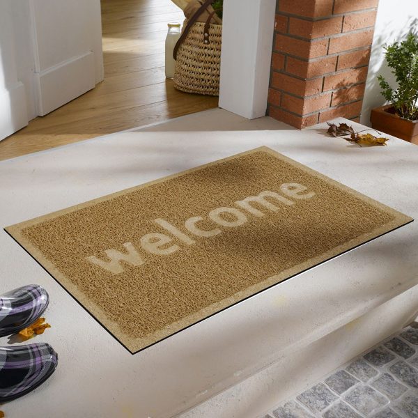 Welcome Printed Curly Door Mat