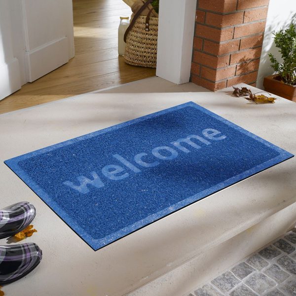 Welcome Printed Curly Door Mat