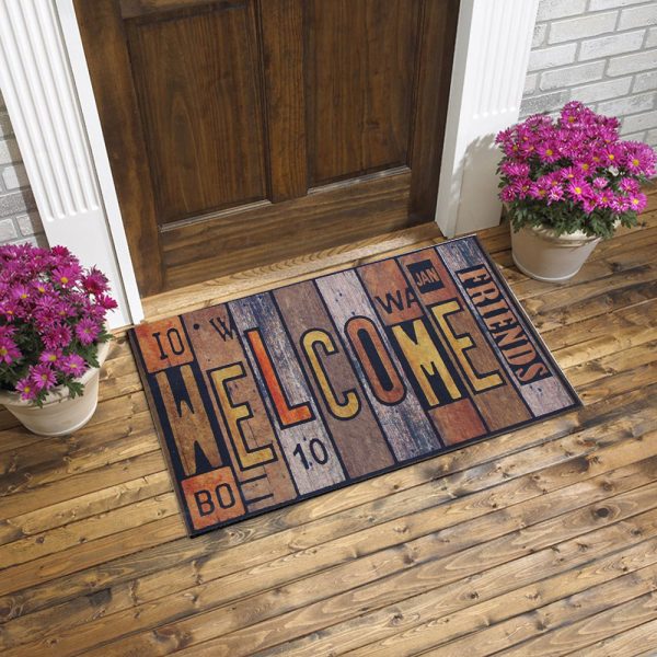 Welcome Lettering Printed Rubber Door Mat