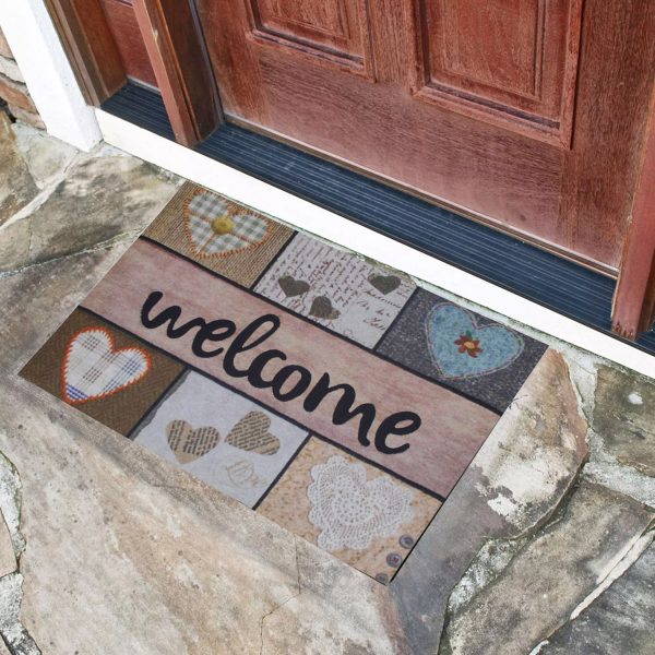 Welcome Written Patterned Rubber Door Mat