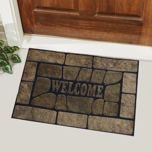 Welcome Written Patterned Rubber Door Mat