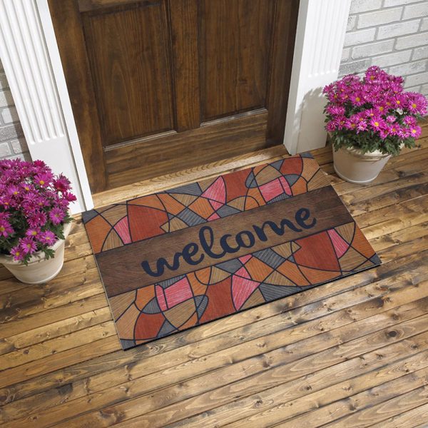Welcome Written Mosaic Patterned Rubber Door Mat